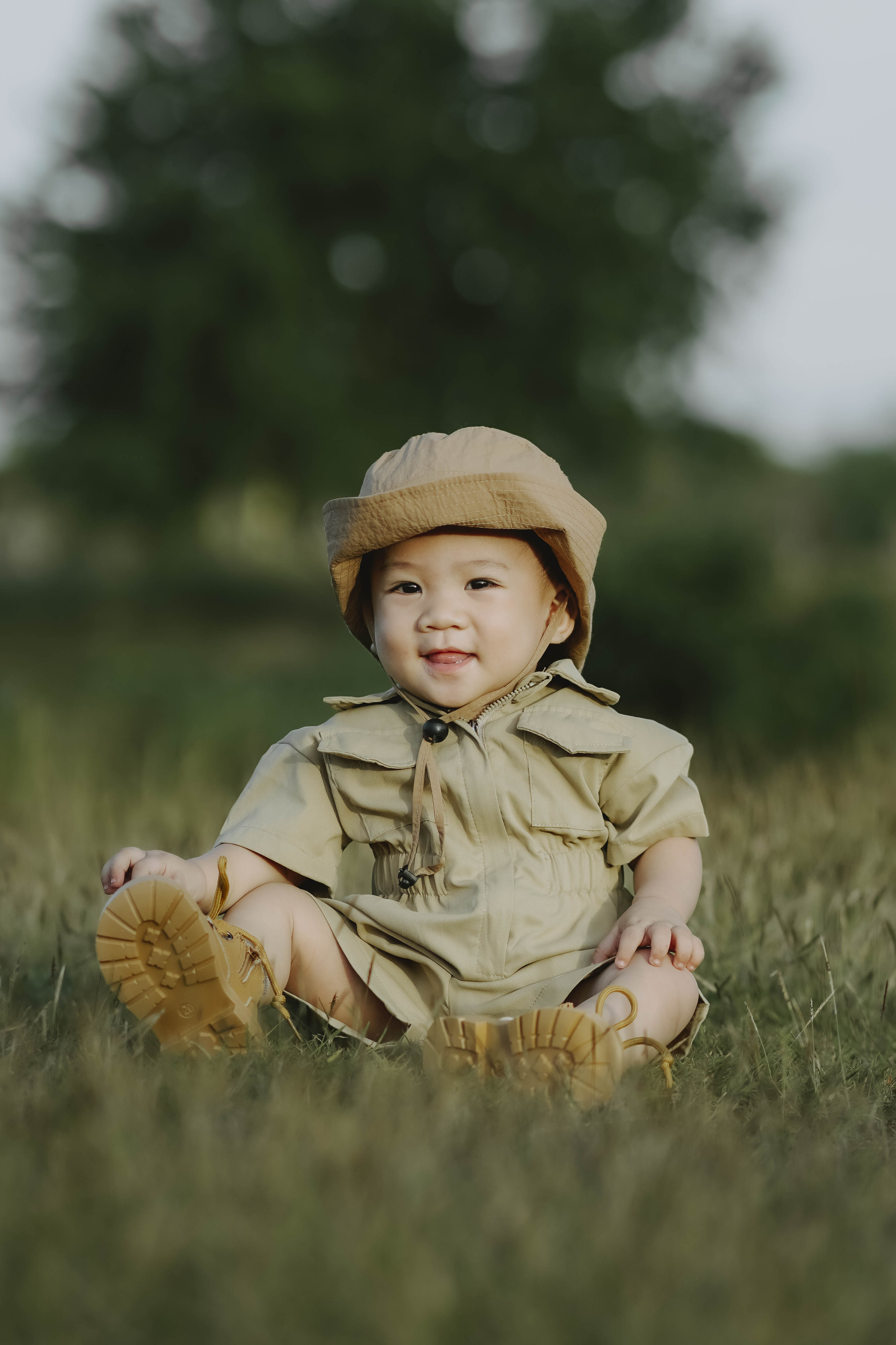 Baby in safari outfit