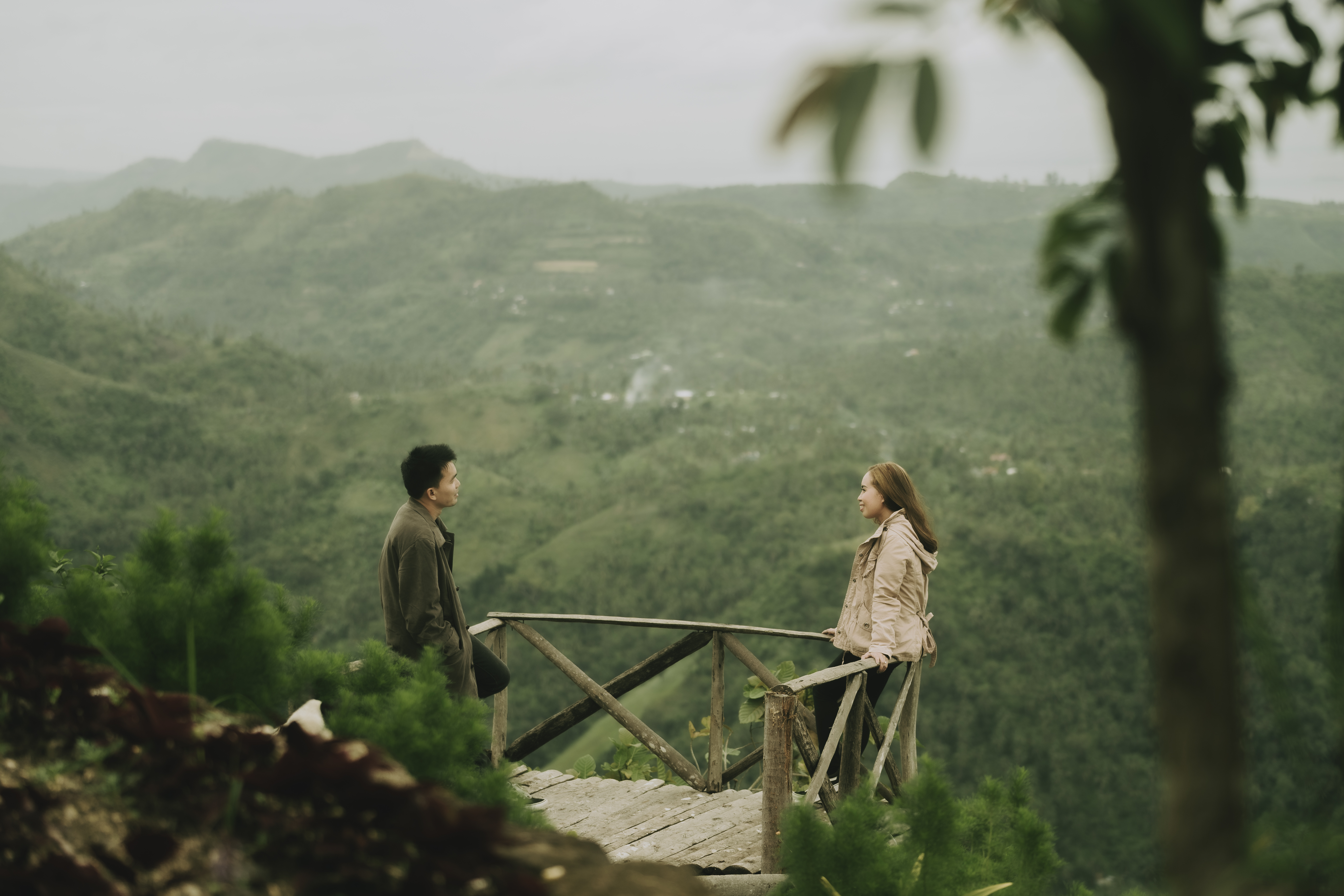 Couple on the mountain overlook